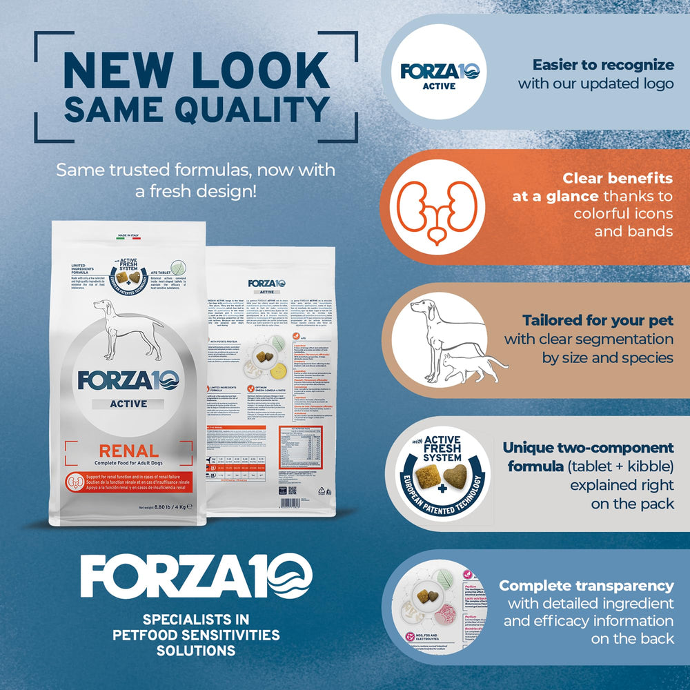 Forza10 hydrolyzed protein option supports dogs with sensitivities.