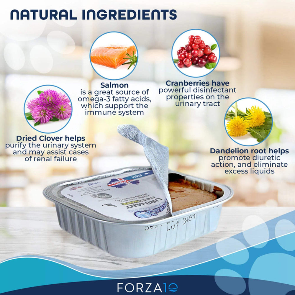 Forza10 Italy-made cat food highlights vet-approved UTI support.
