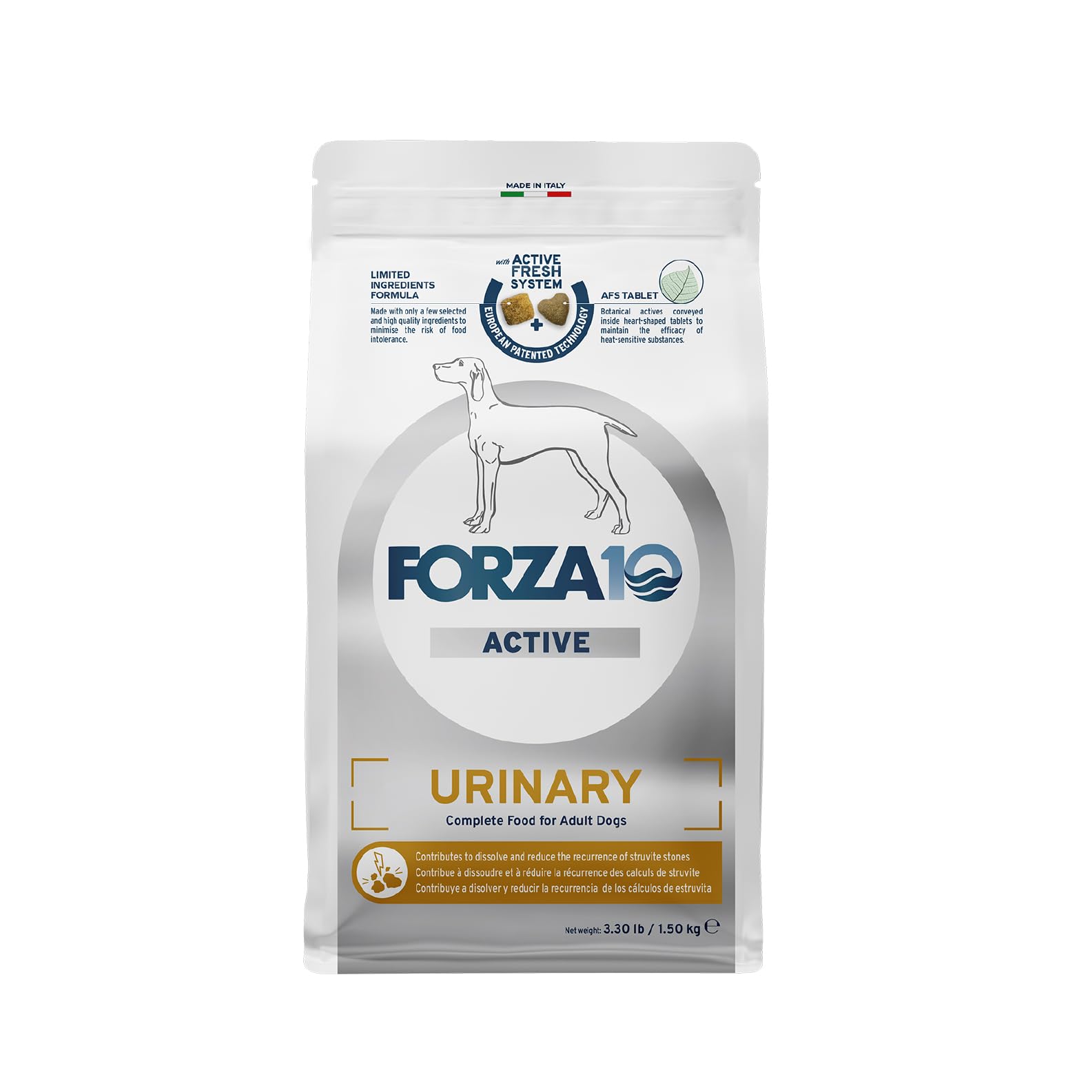 Forza10 urinary health dog food 3.3 lb bag shown forza10 product
