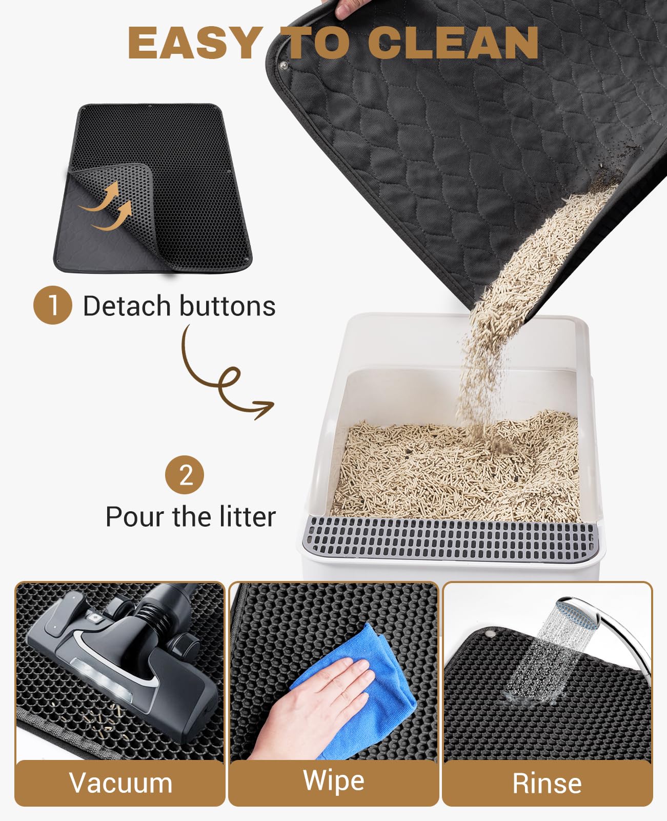 Fostanfly cat litter mat non-slip base stays in place