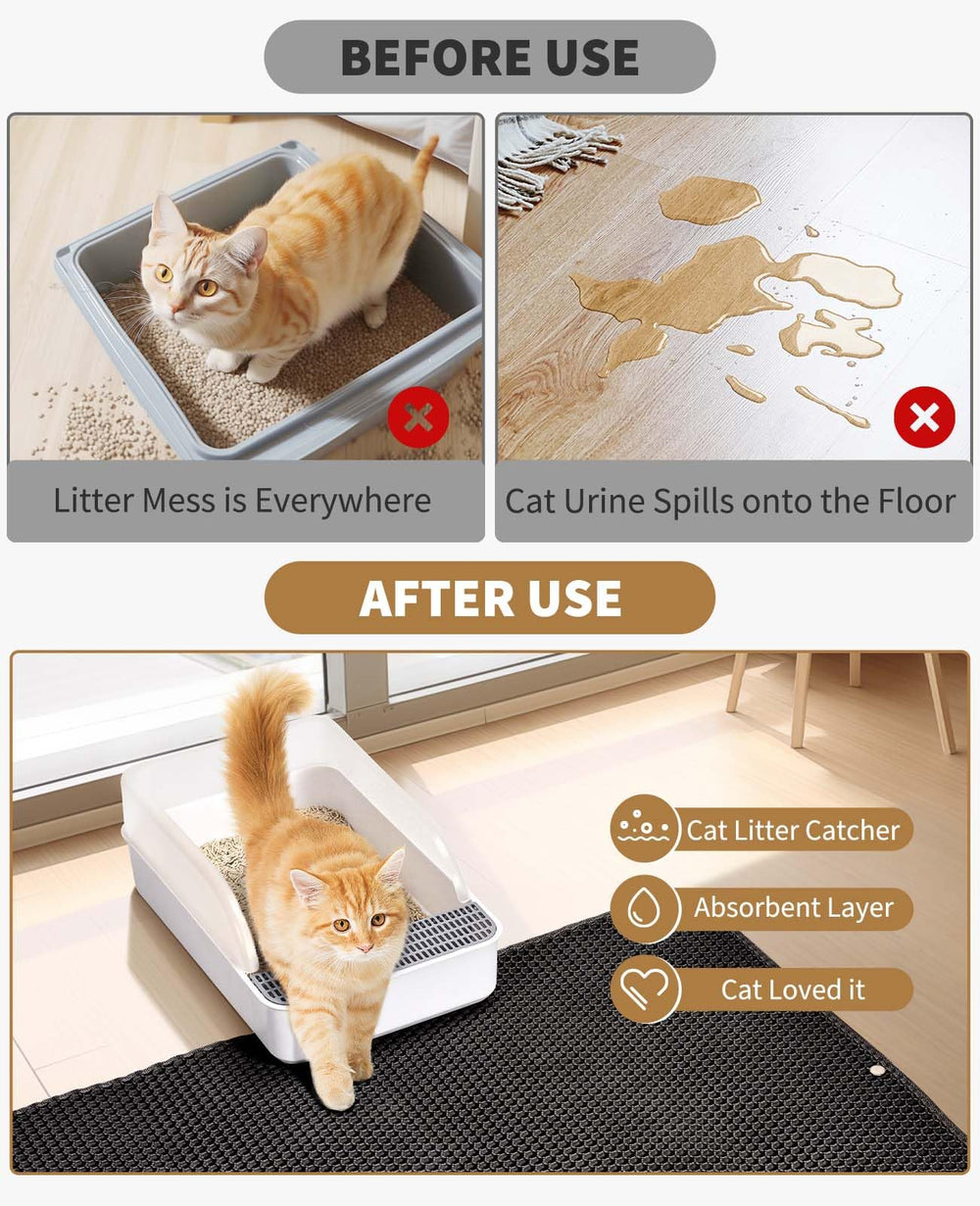 Fostanfly cat litter mat opens on four sides for easy cleaning
