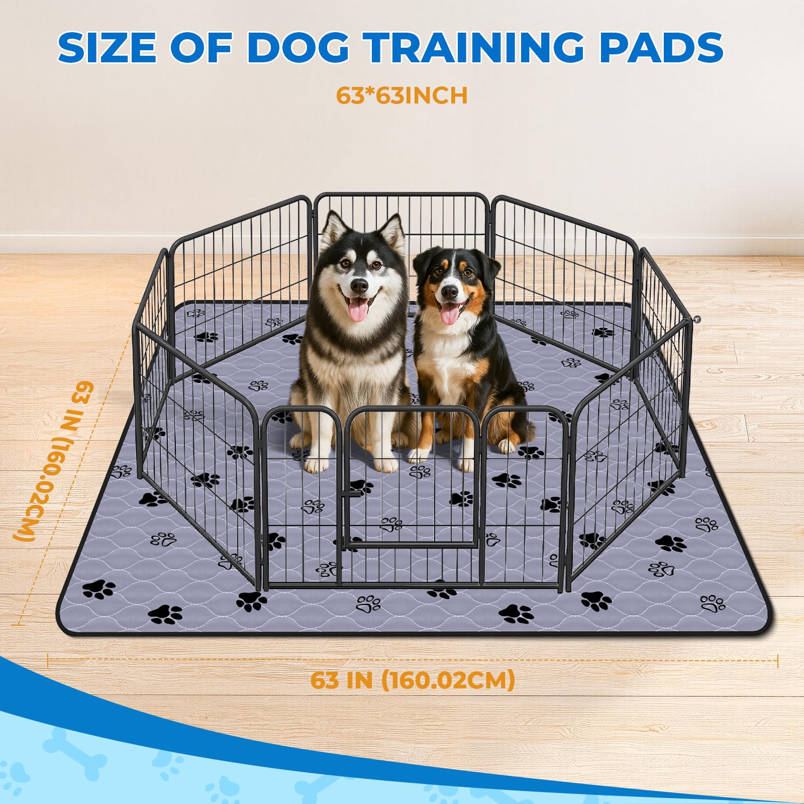 Fostanfly large 63x63 dog pad, two-pack ideal for home potty training.