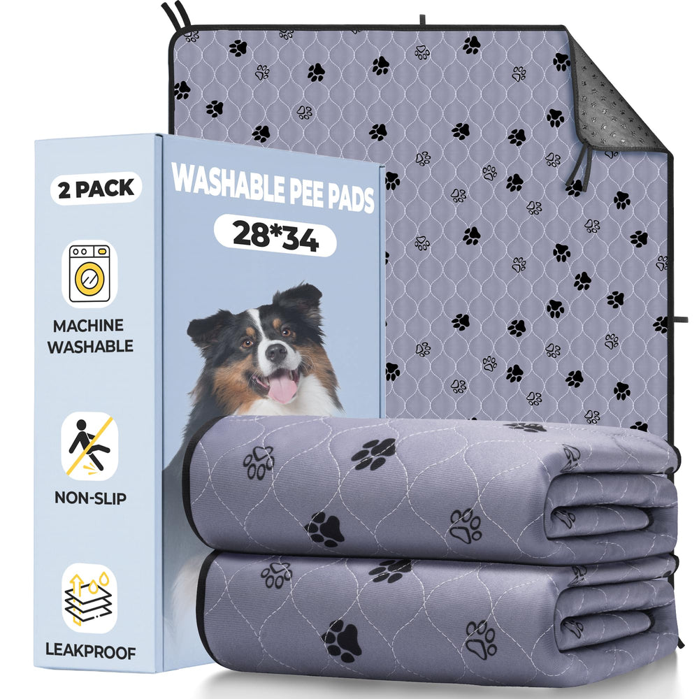 Fostanfly washable pee pads for dogs, 28x34, two-pack, perfect for home potty training.