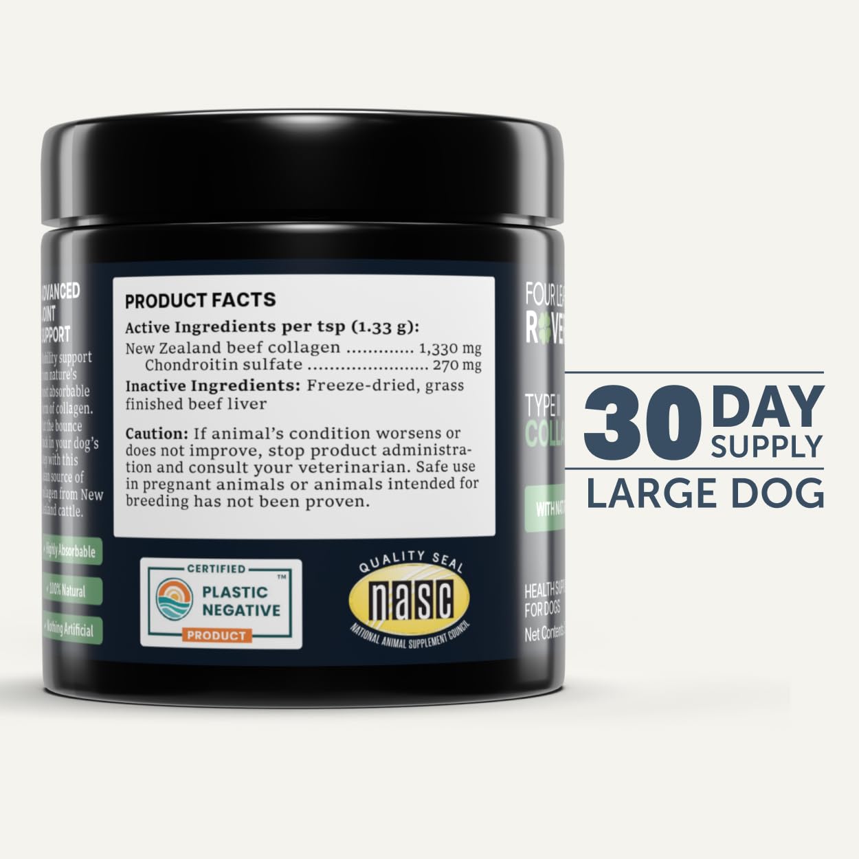 Four Leaf Rover collagen packaging for dogs