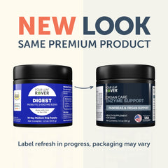 Four Leaf Rover digestive enzymes powder shown for easy meal mixing