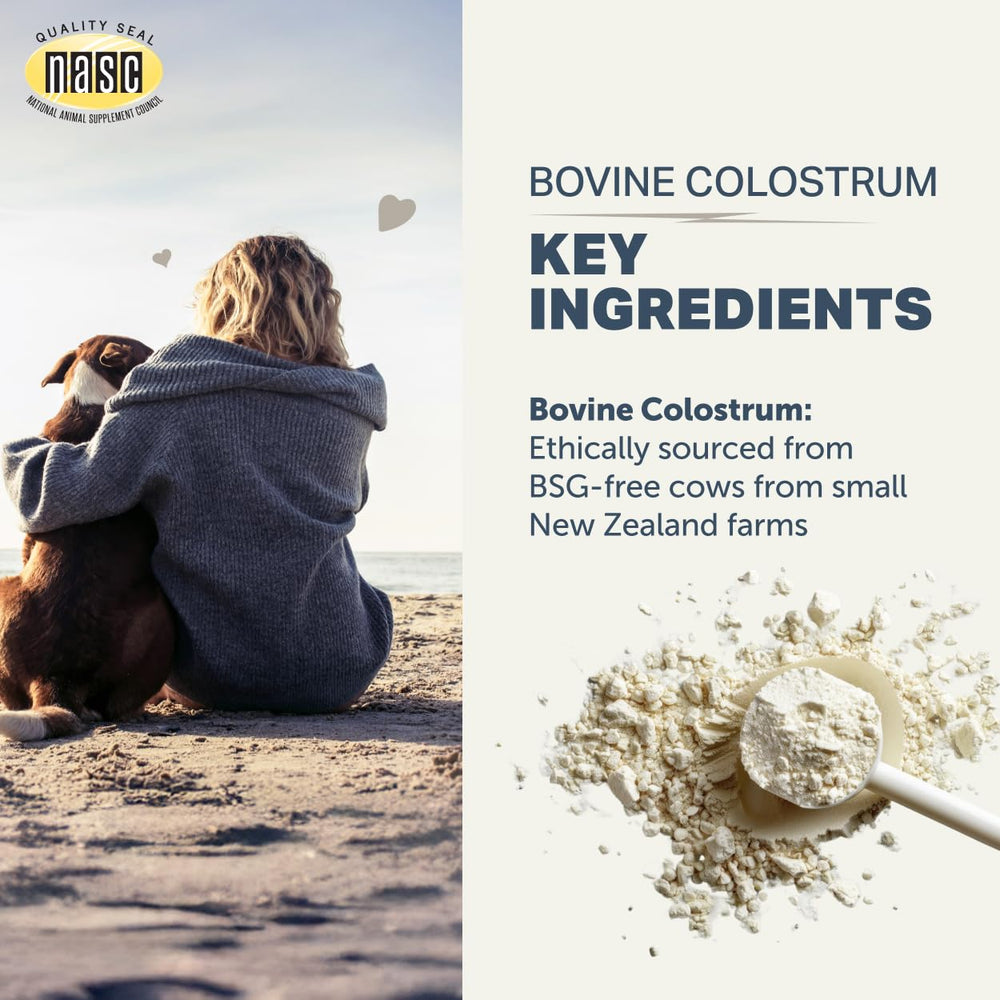 Four Leaf Rover dog meal with colostrum powder mixed in.