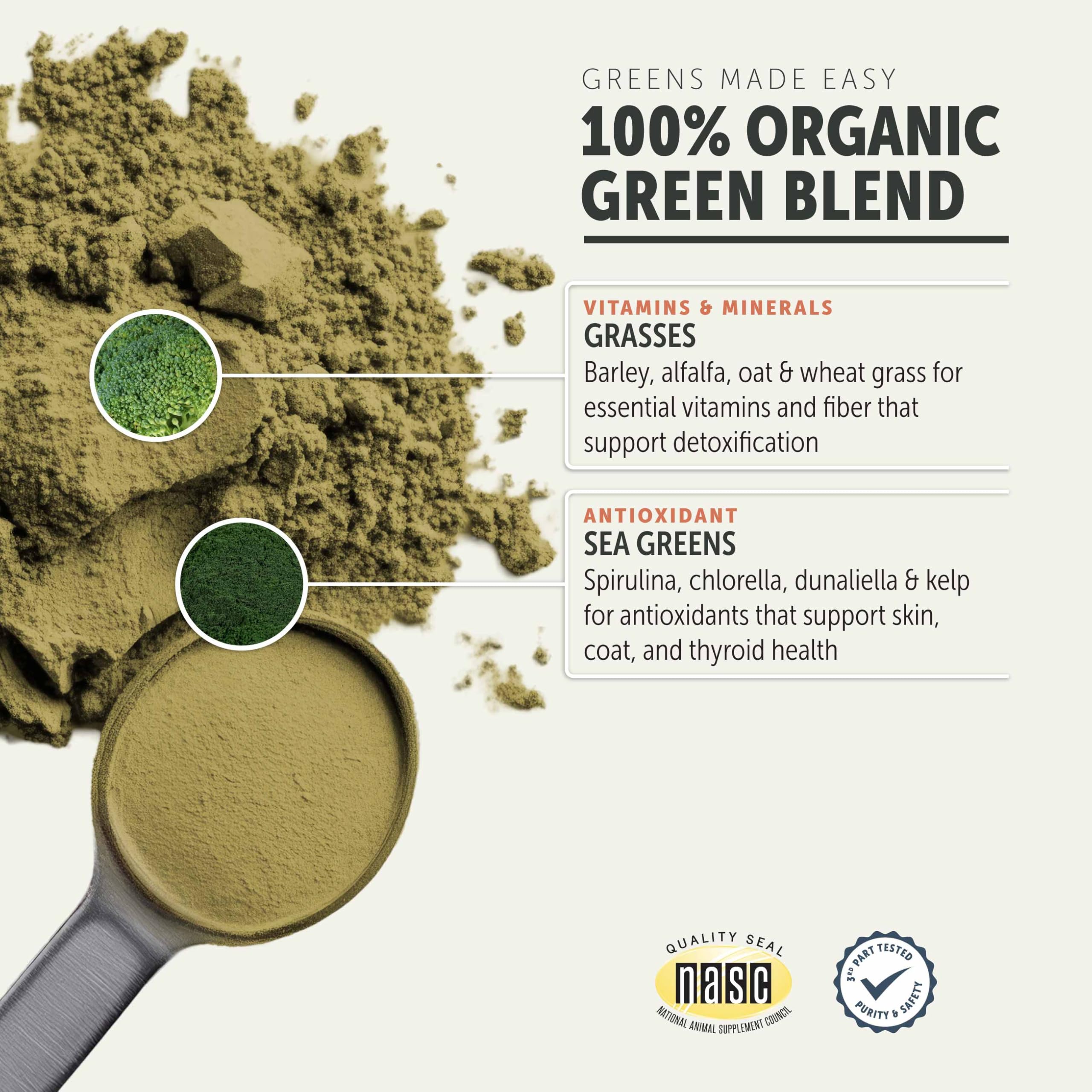 Four Leaf Rover Green Rover scoop in paws, aids easy dosing of nutrient-rich greens.