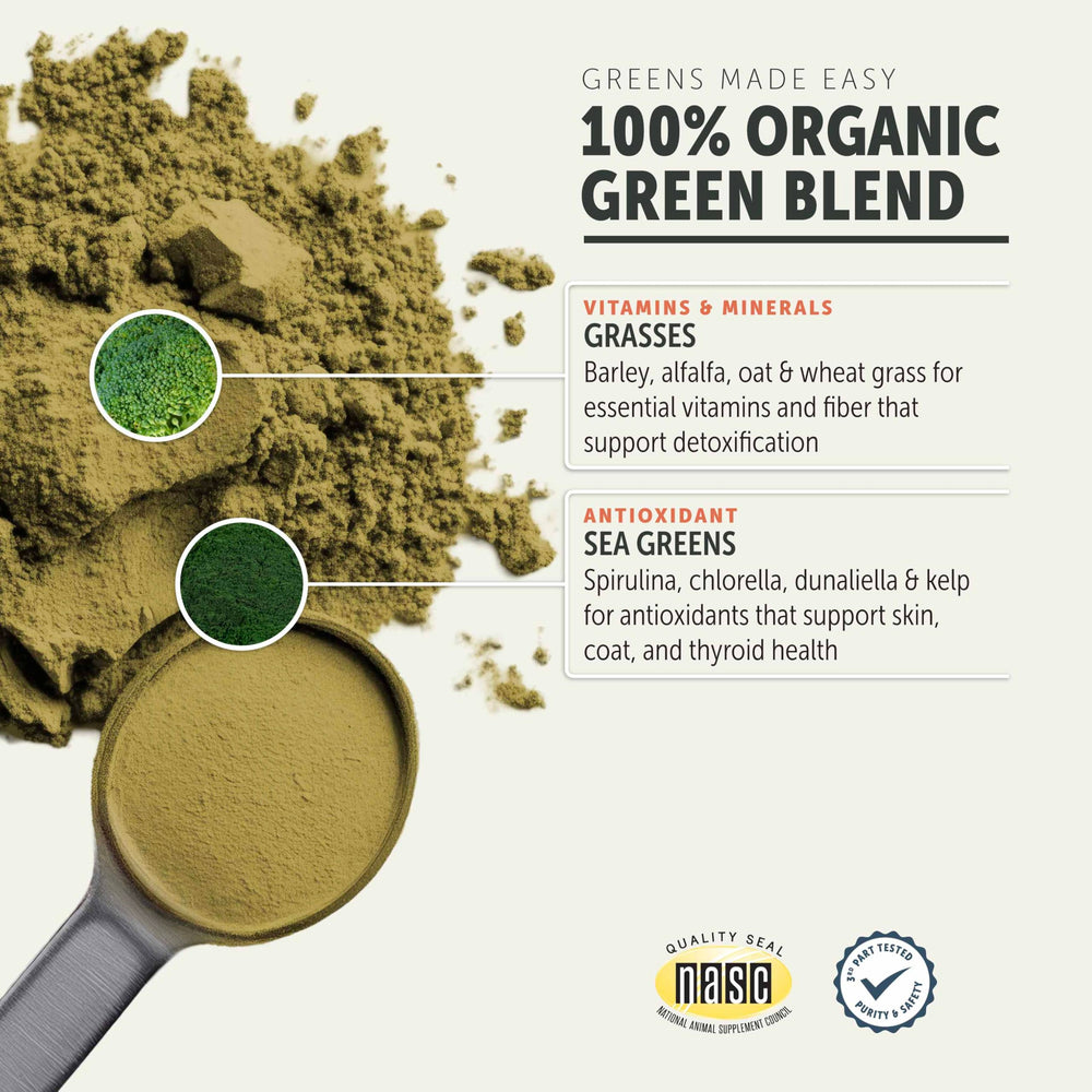 Four Leaf Rover Green Rover scoop in paws, aids easy dosing of nutrient-rich greens.