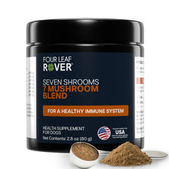 Four Leaf Rover Seven Shrooms bottle for dogs promoting immune health