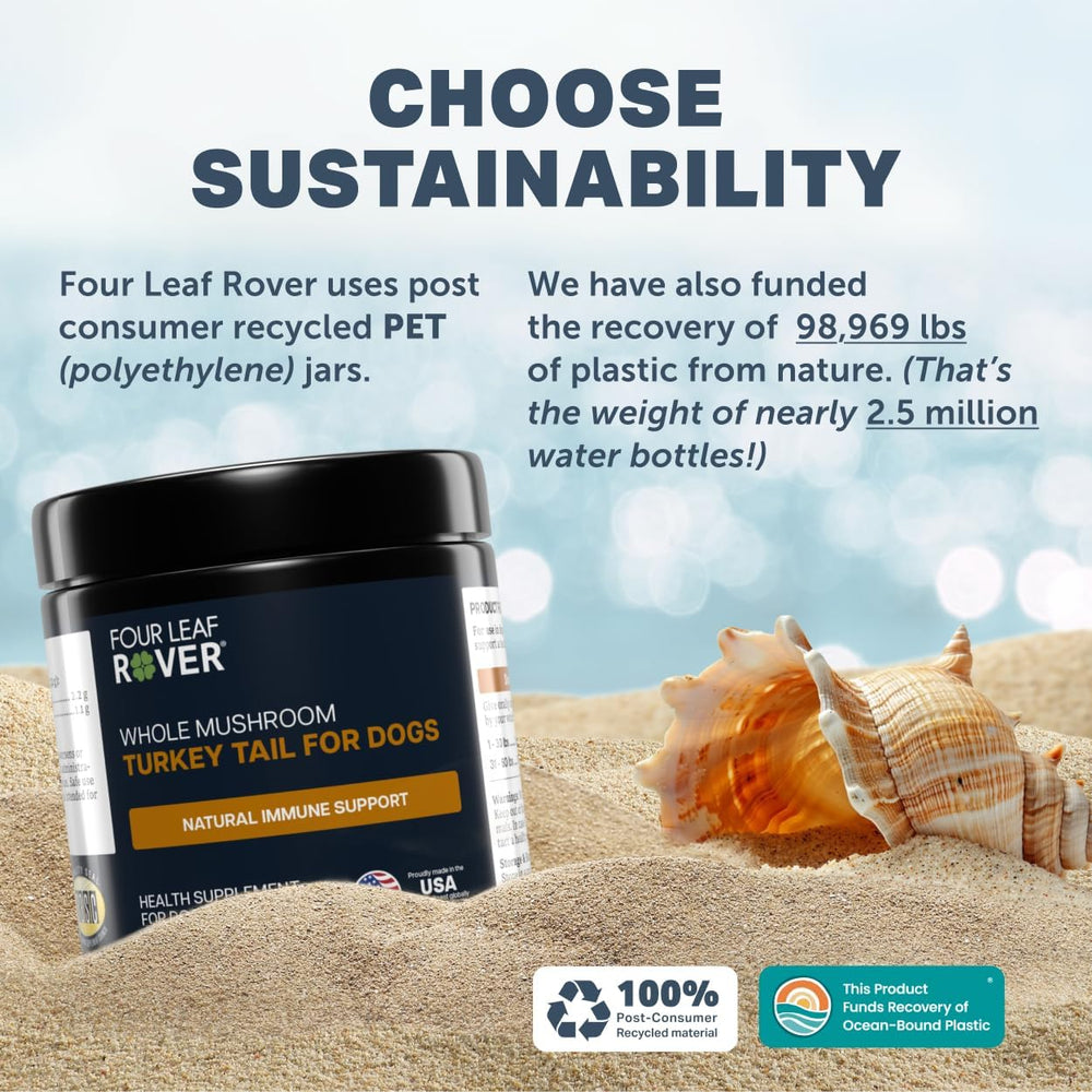 Whole mushroom pieces in recyclable pouch for Four Leaf Rover