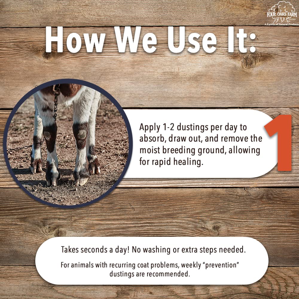 Preventive dusting routine helps reduce recurring hoof and coat issues.