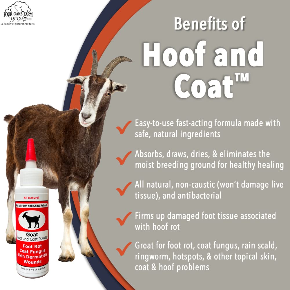 Four Oaks Goat Hoof Coat Powder provides breathable wound coverage.