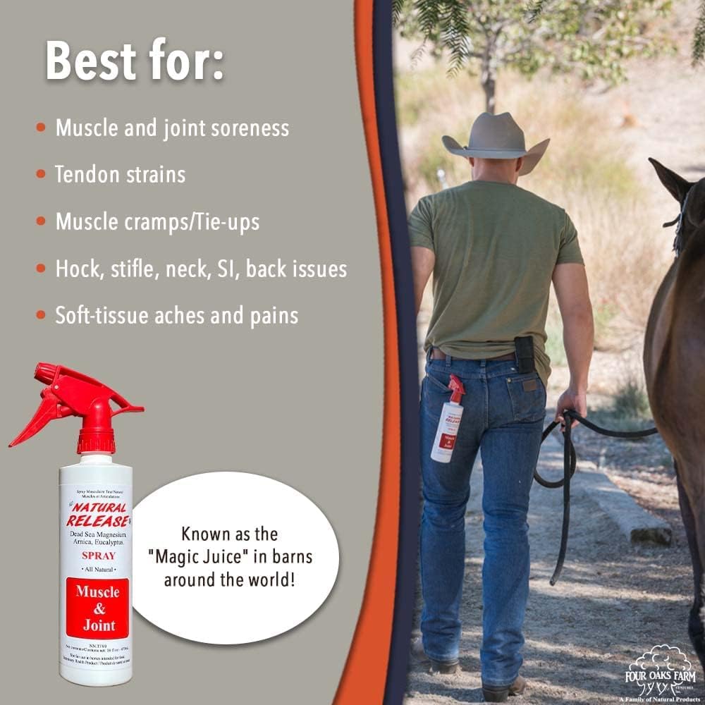 Four Oaks Farm Natural Release ingredients include arnica eucalyptus and Dead Sea magnesium