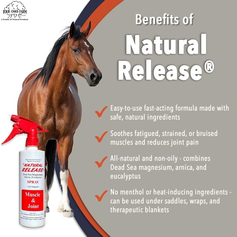 Four Oaks Farm Natural Release Muscle Spray large bottle for stable application
