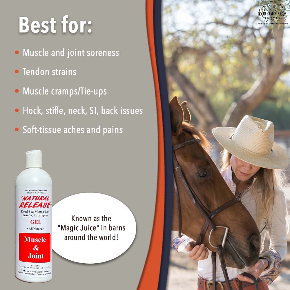 Four Oaks Farm Ventures Natural Release bottle closeup emphasizes non-greasy texture.