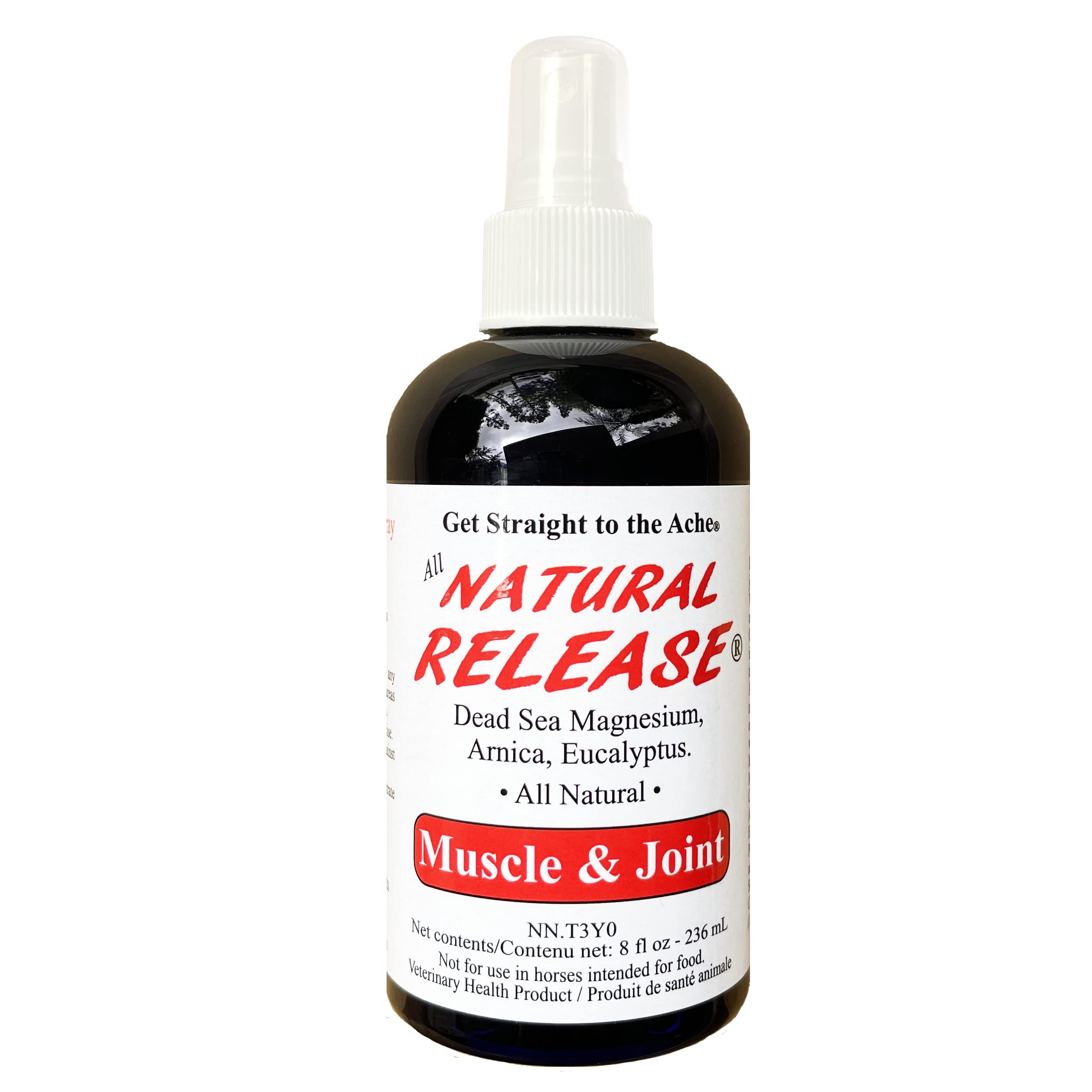 Four Oaks Farm Ventures Natural Release bottle spray for quick horse muscle relief.