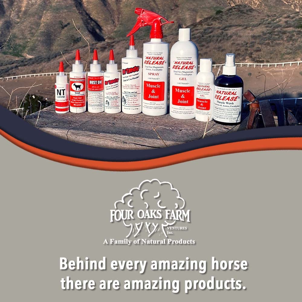 Four Oaks Farm Ventures Natural Release packaging highlights multiple size options.