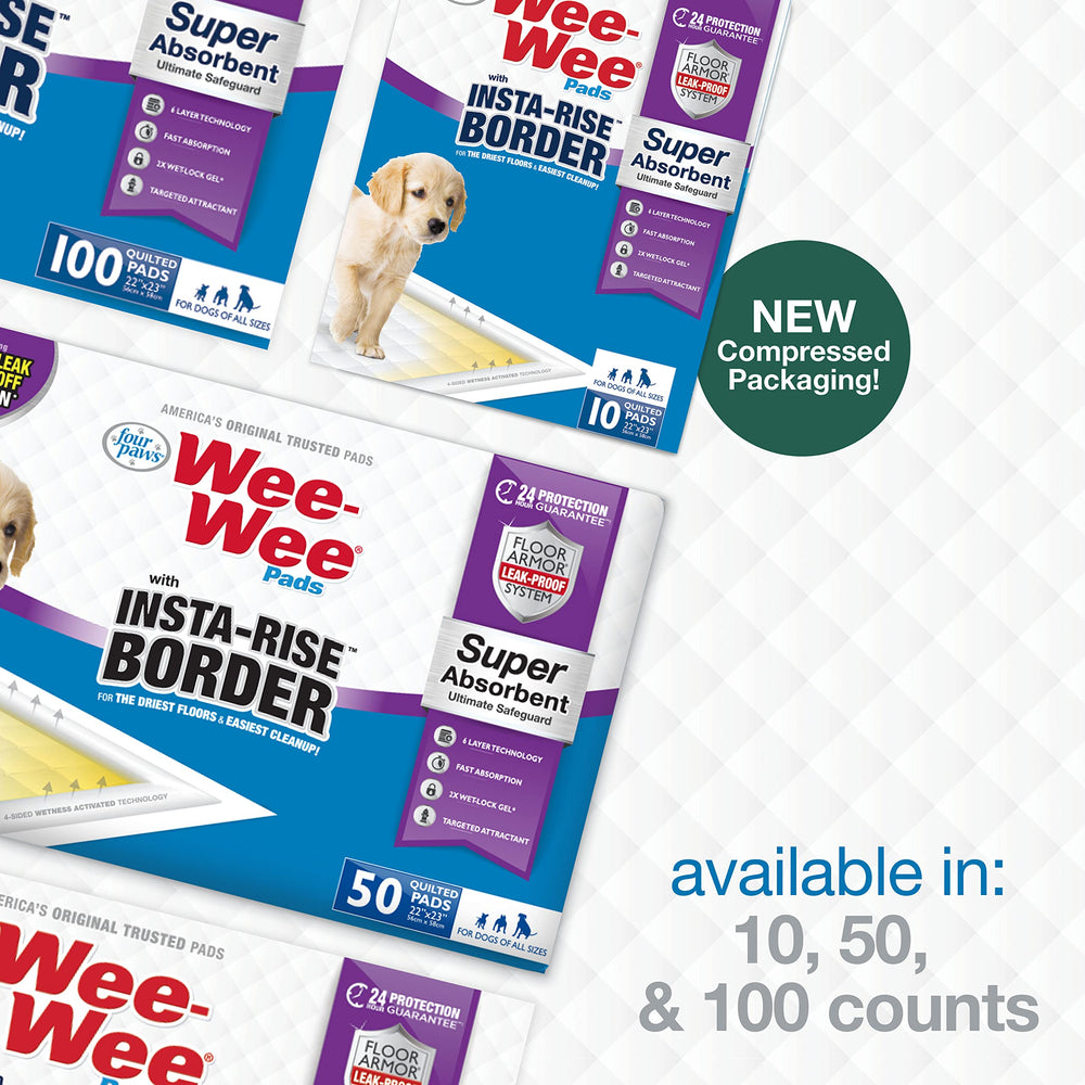 Four Paws Wee-Wee supports floor protection during puppy potty training