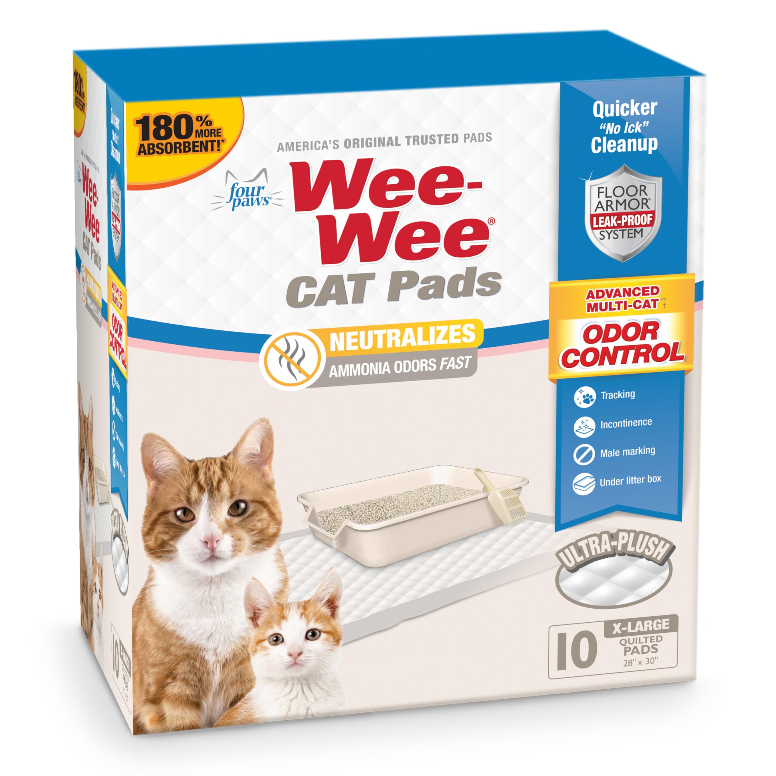 Four Paws Wee-Wee cat pad under litter box protects floors and reduces mess