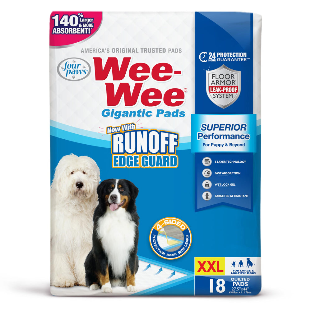 Four Paws Wee-Wee floor armor system supports all-day moisture containment.