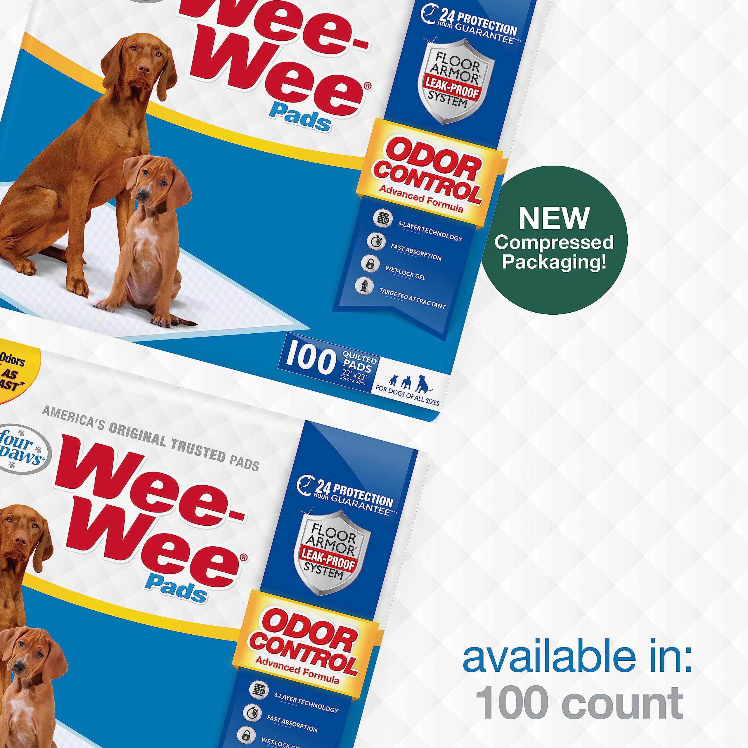 Four Paws Wee-Wee 100-count pack for frequent training.