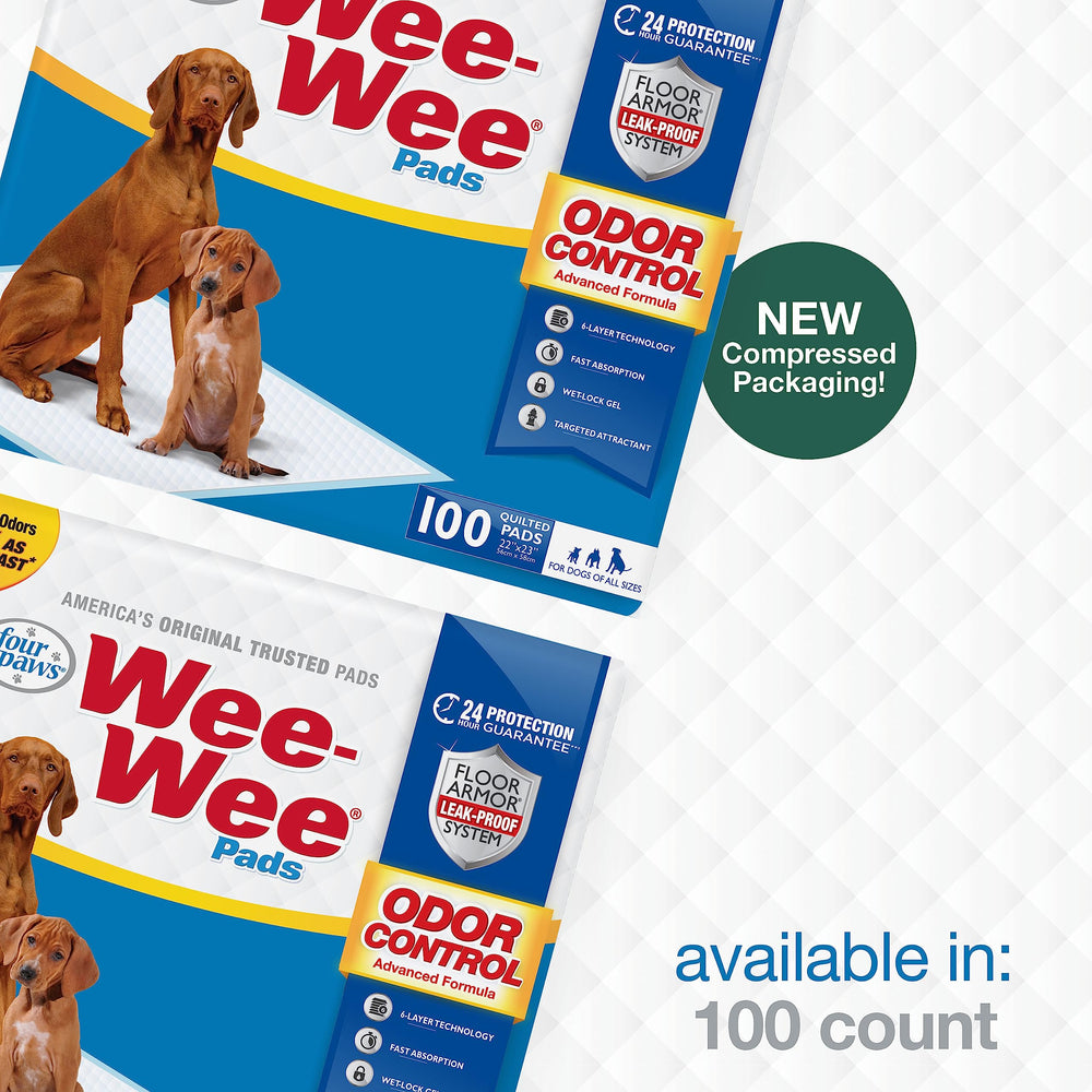 Four Paws Wee-Wee 100-count pack for frequent training.