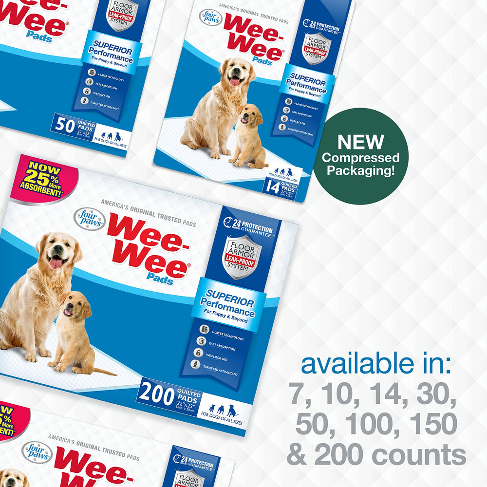 Four Paws Wee-Wee pad 30-count pack supports ongoing potty training routines