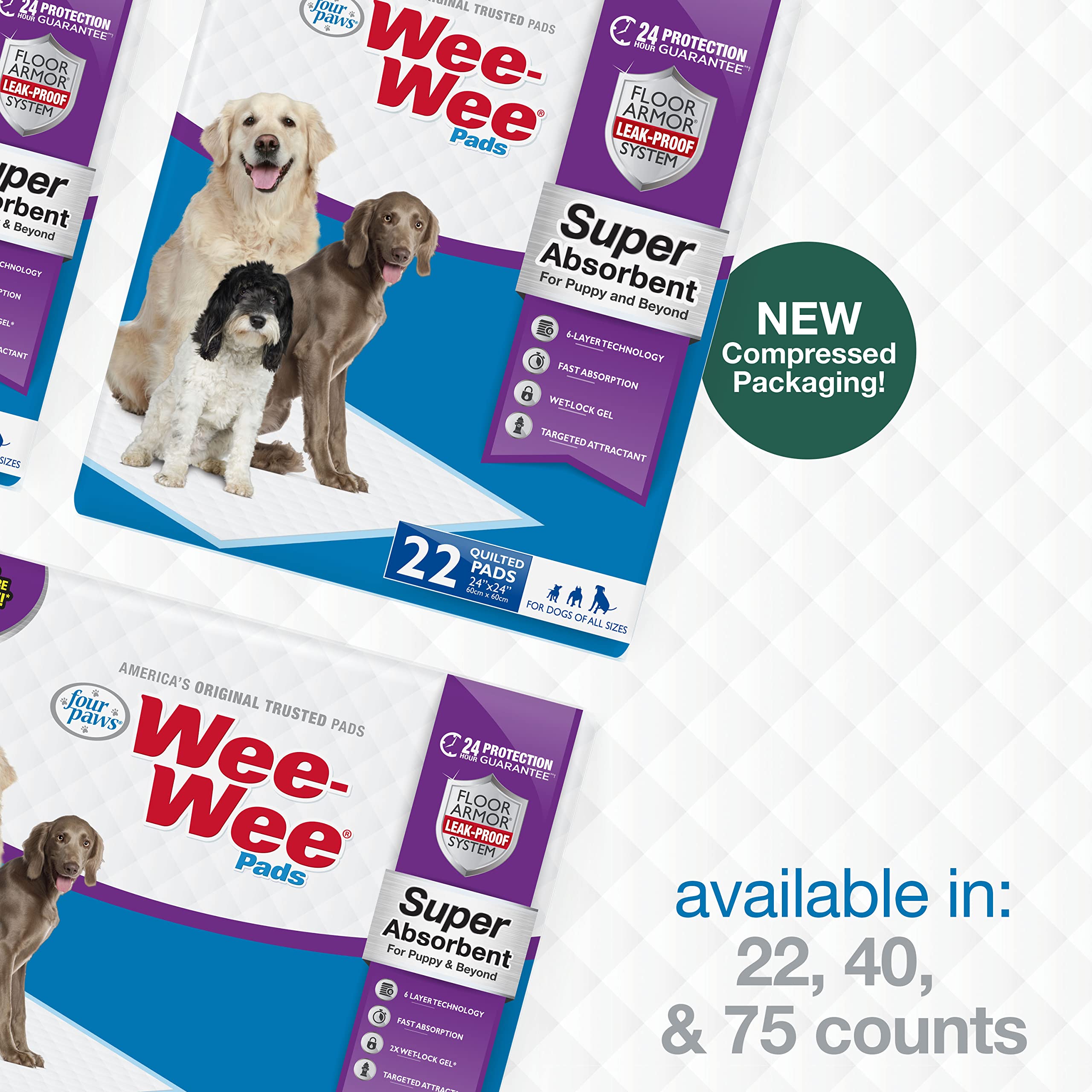Pads suitable for puppies to large dogs.