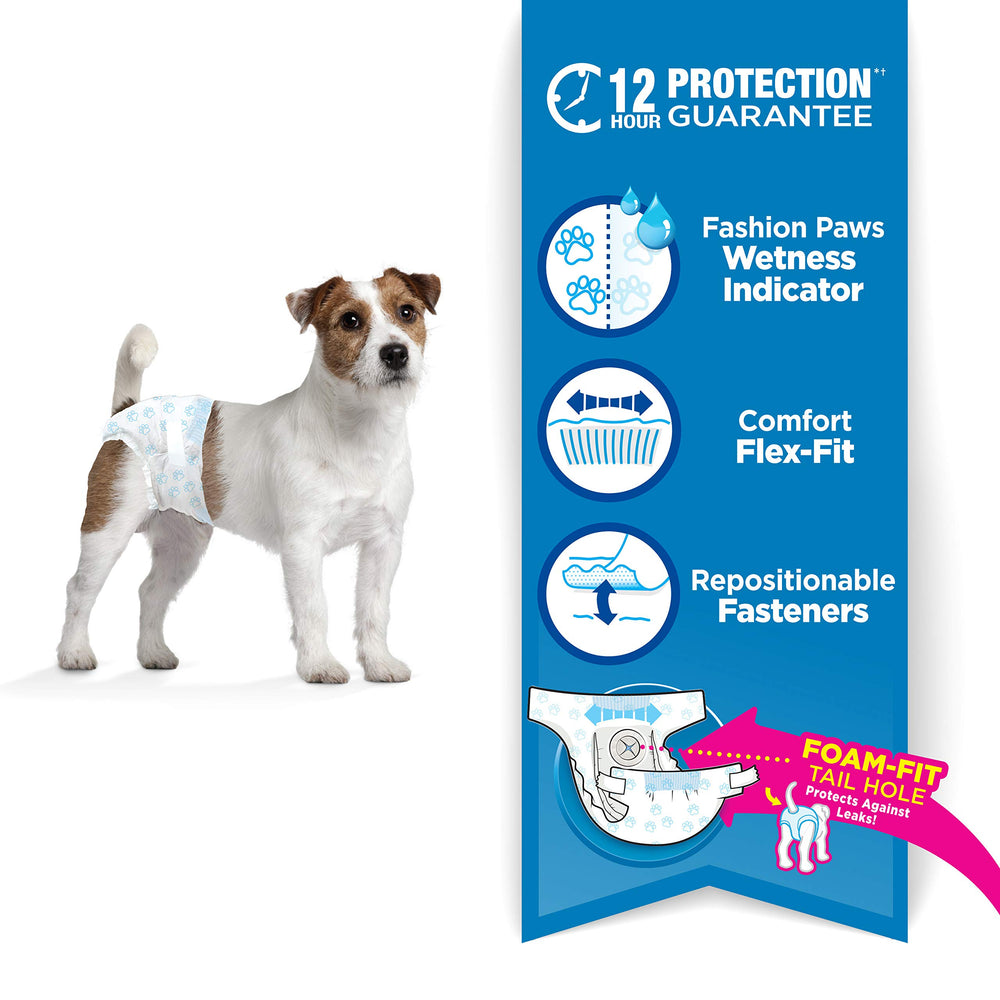 Repositionable fasteners on Four Paws Wee-Wee create a customizable, tear-free fit