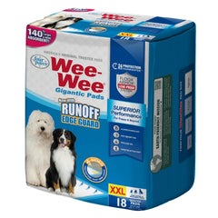 Four Paws Wee-Wee run-off guard pad traps spills to protect floors.