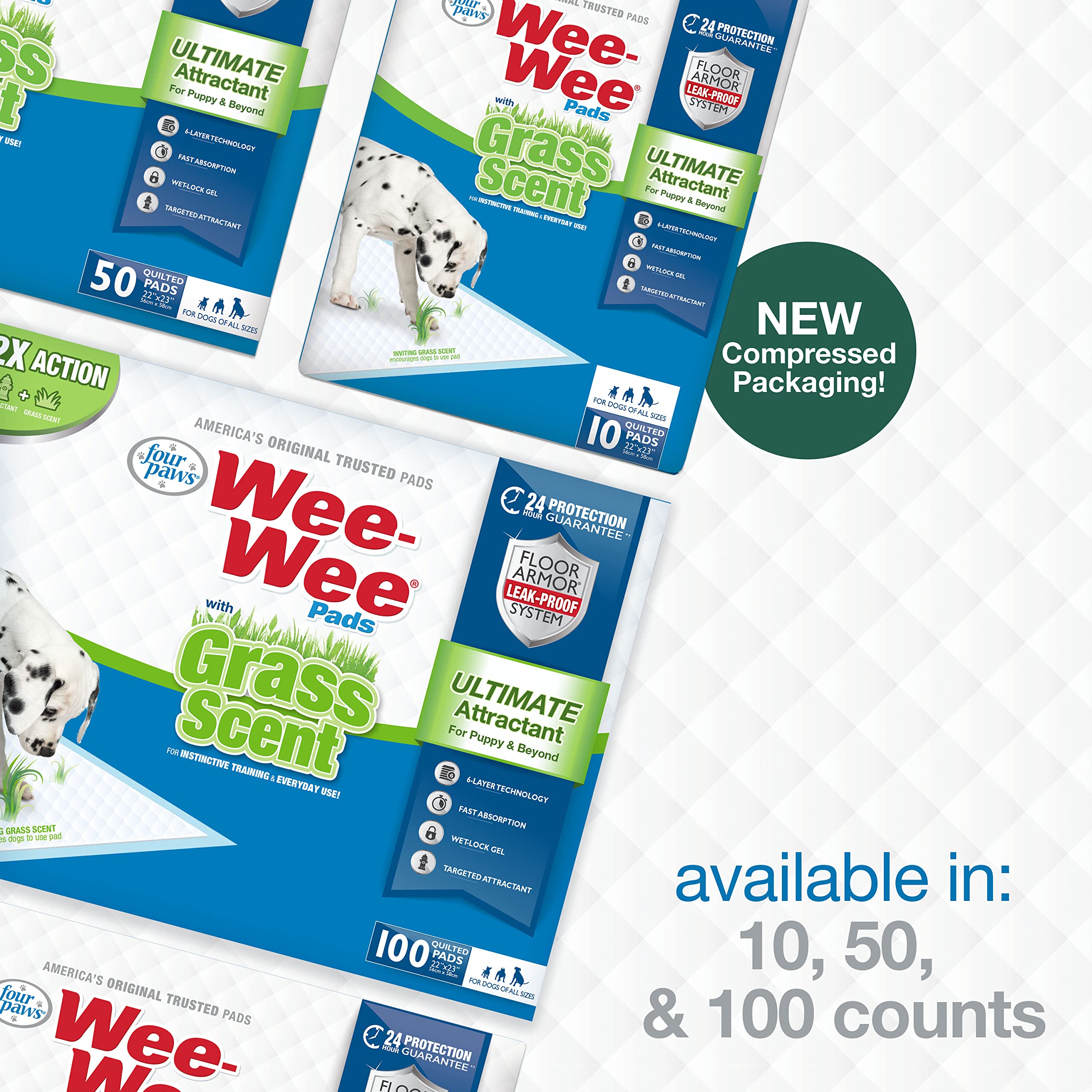 Four Paws Wee-Wee 50-count pack ready for ongoing training use.