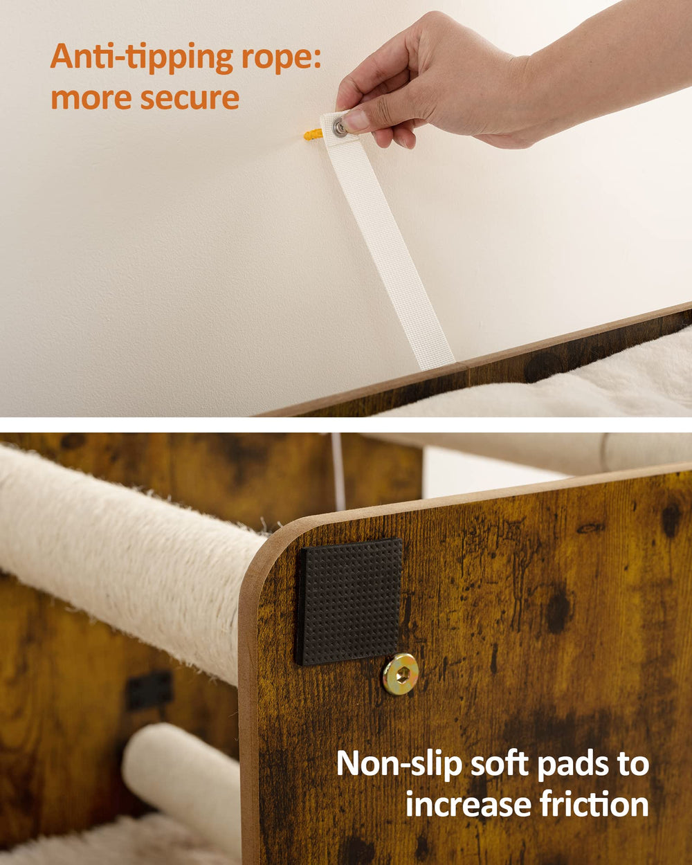 FourFurPets rustic brown finish blends with any décor for a natural look