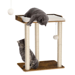 FourFurPets 26.7in cat tree side view shows sturdy construction for indoor lounging
