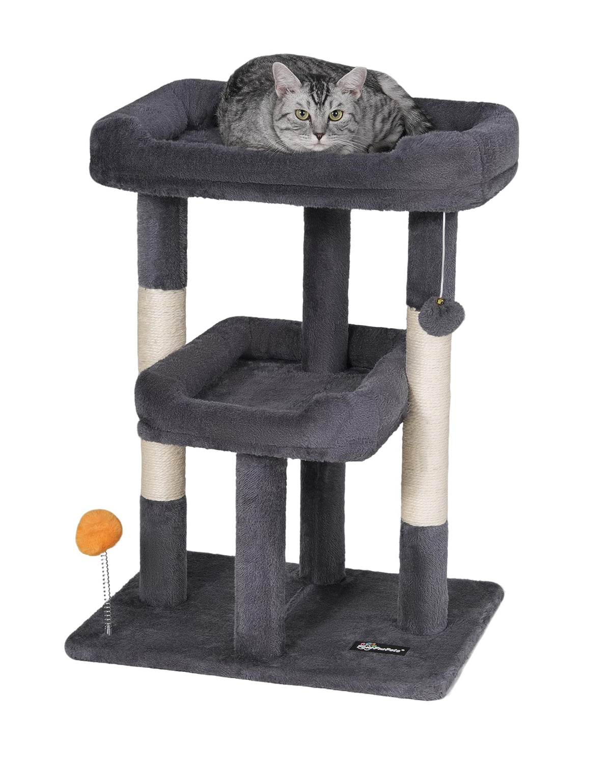 FourFurPets 27.6-inch cat tree perches provide cozy lounging and elevated view for indoor cats.