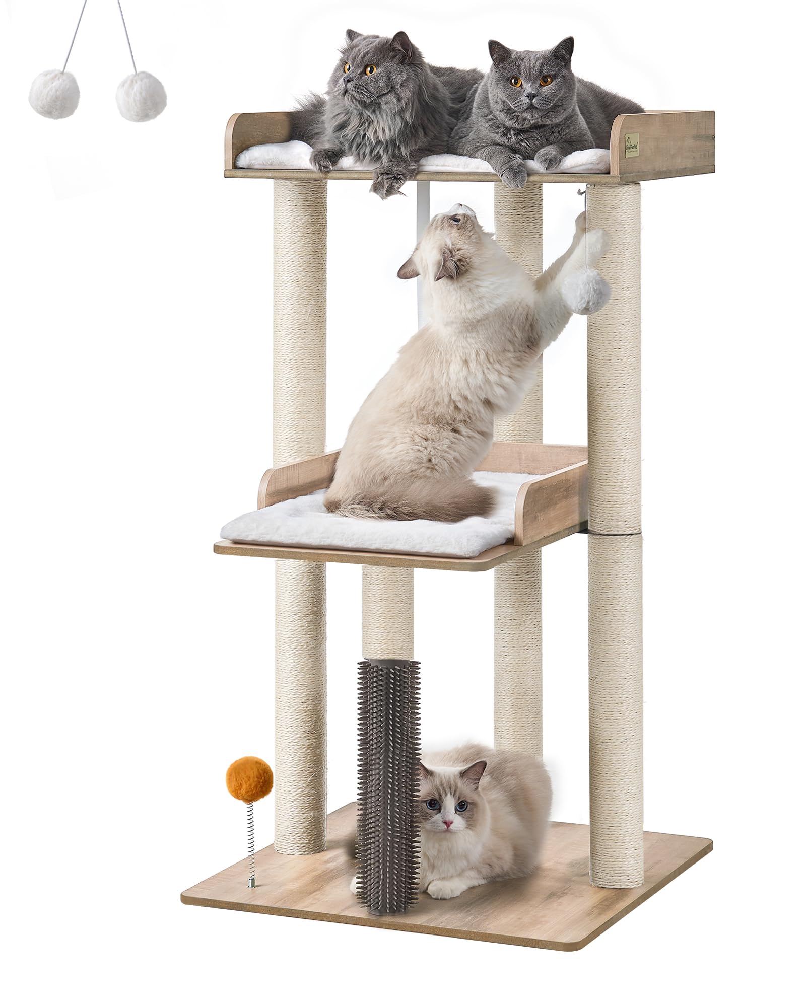 FourFurPets 43.7-inch cat tree with an oversized platform for relaxed lounging