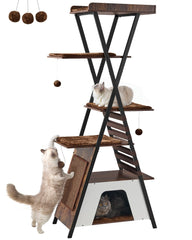 FourFurPets 72.4-inch cat tower top perch provides a lofty resting spot for multiple cats.
