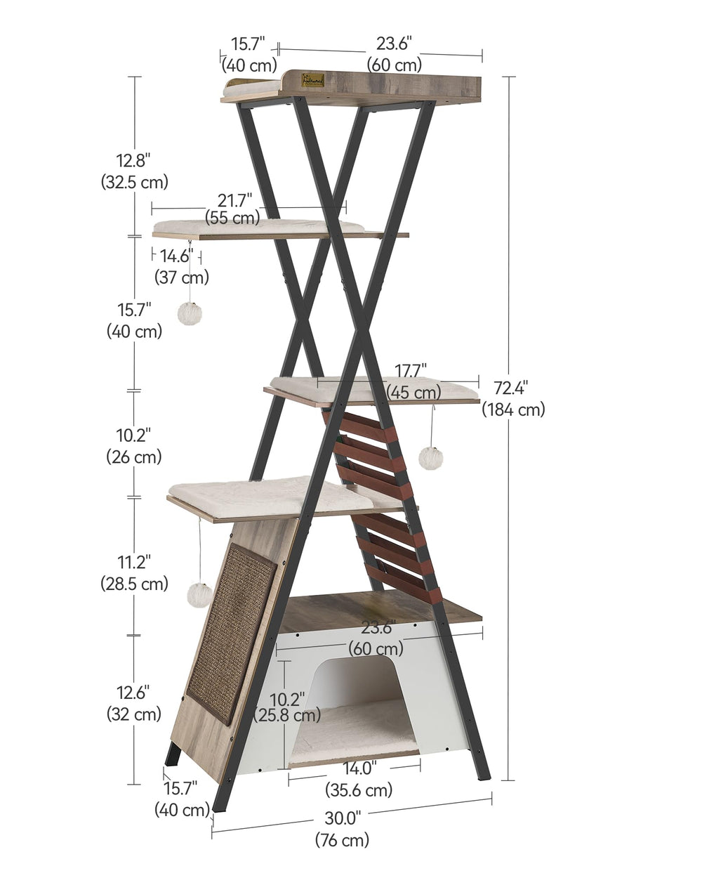 FourFurPets sturdy metal frame and oversized base ensure stable jumps