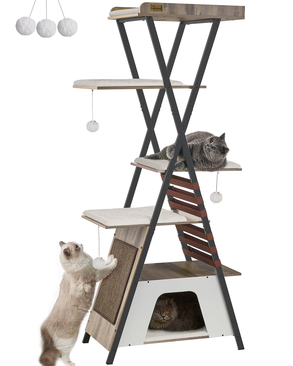 FourFurPets 72.4-inch cat tree top perch offers premium resting space for indoor cats