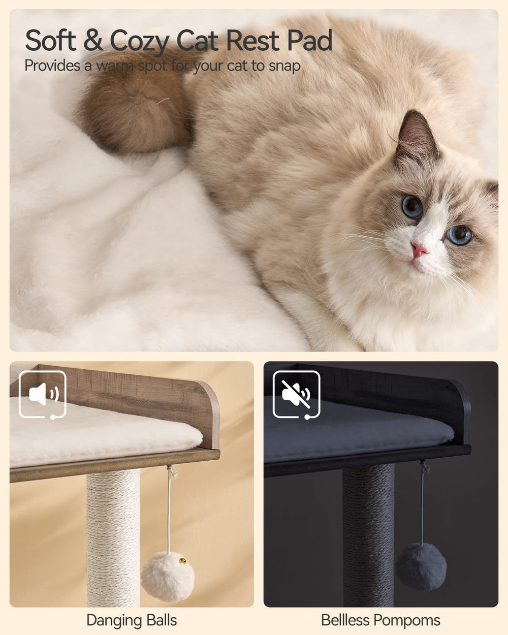 FourFurPets cat tree easy to assemble in about 30 minutes