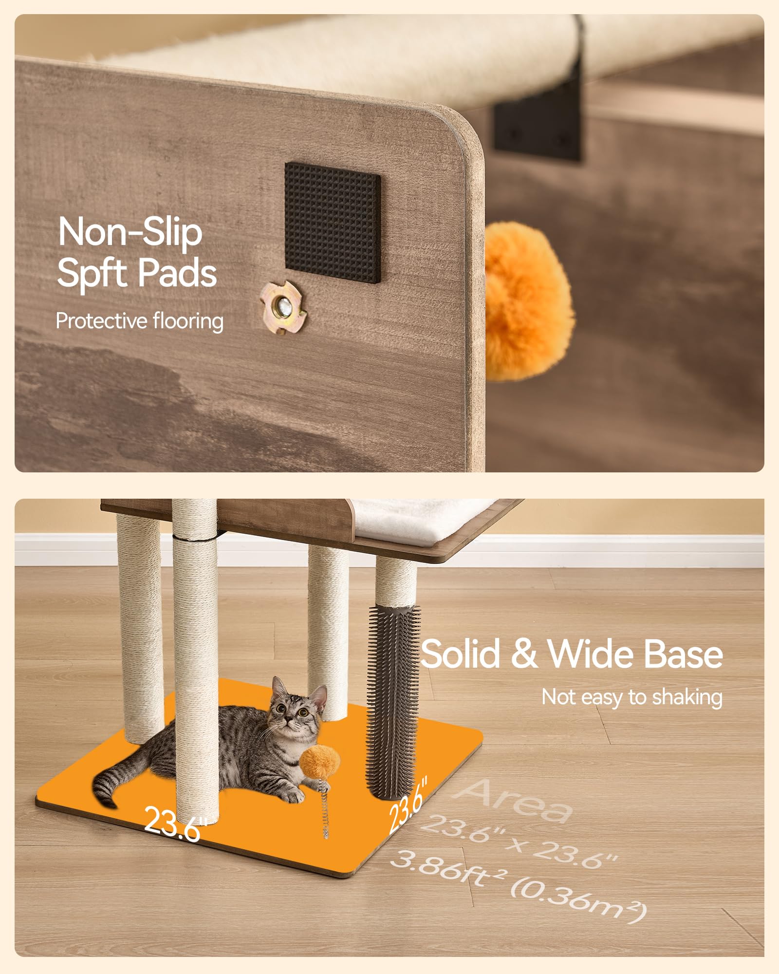 FourFurPets large perch offers a comfy resting spot with a soft cushion