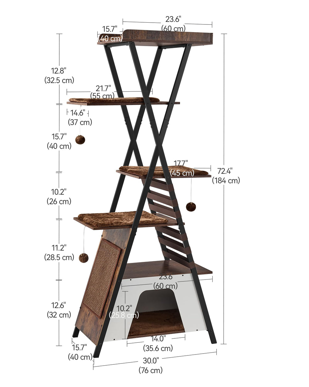 FourFurPets wooden cat tree large perch invites relaxed lounging and easy observation.