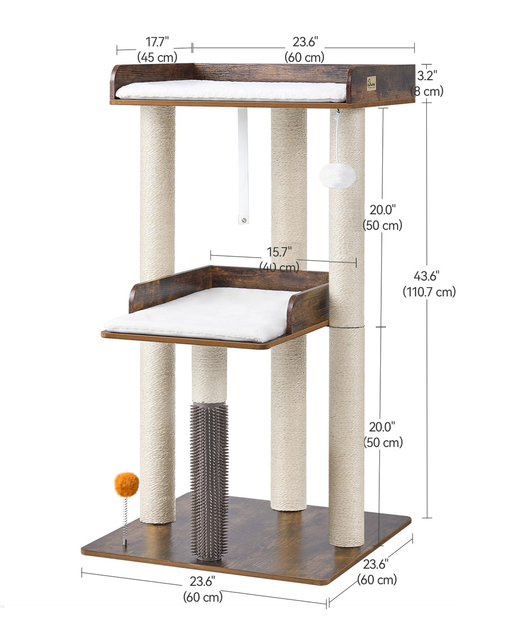 FourFurPets cat tree removable cushions for easy cleaning and fresh feel.