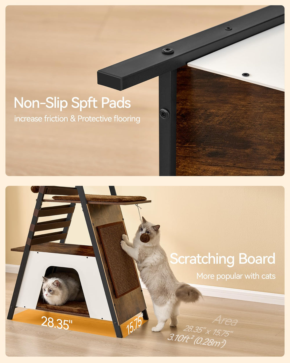 FourFurPets cat tree easy assembly saves time during setup.