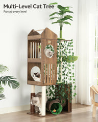FourFurPets large cat tree with tunnels offers a private hideout for cats.