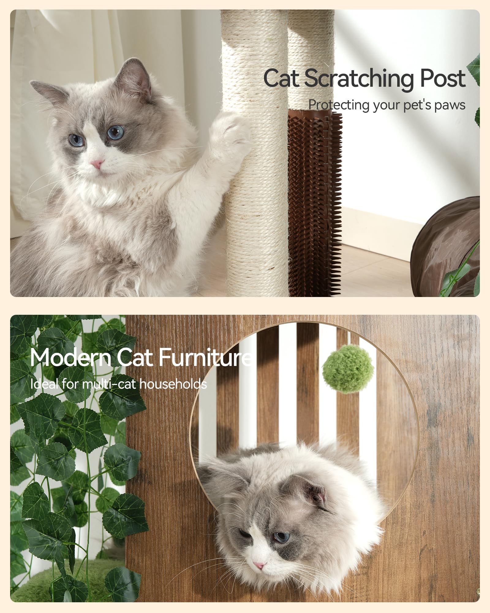 FourFurPets large cat tree comes with washable cushions for easy cleaning.