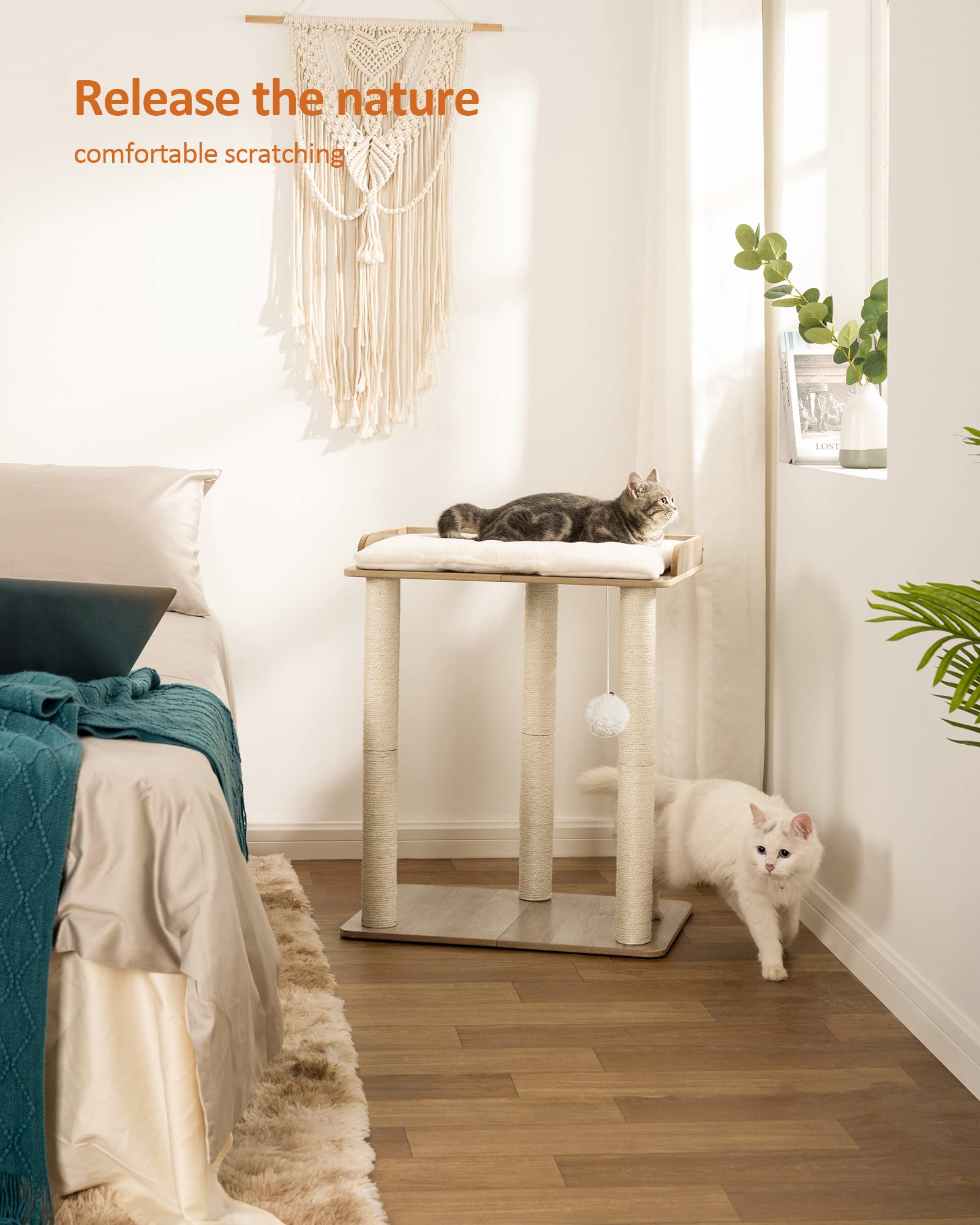 Soft plush cushion delivers cozy resting area on the platform.