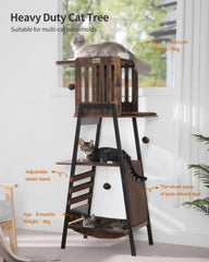 FourFurPets cat tree multi-level layout supports climbing and lounging for several cats.