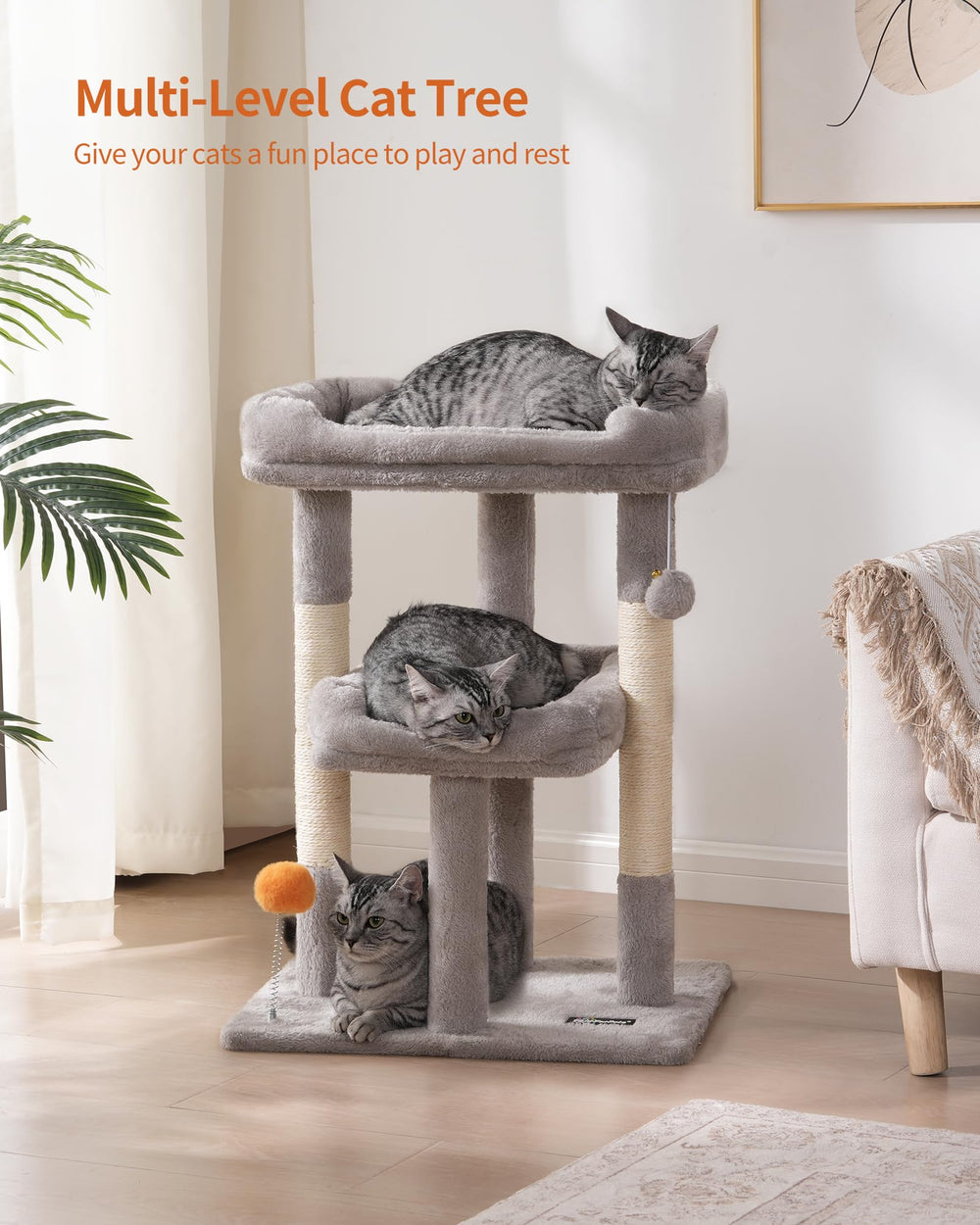 FourFurPets Small Cat Tree condo area gives kittens a private retreat.