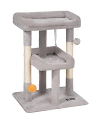 FourFurPets Small Cat Tree perch platform demonstrates elevated views and safe resting spots.