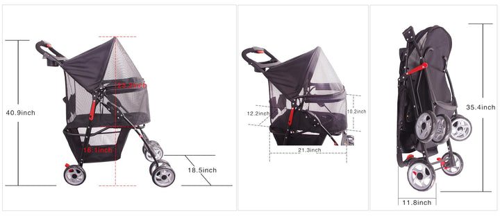 FOURPAW full-window stroller side view highlights roomy interior for comfort